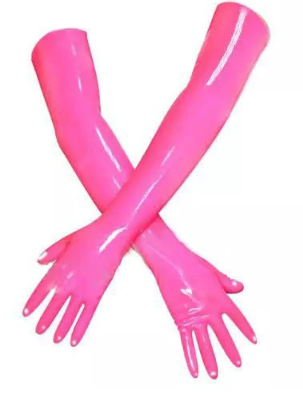 Pink Latex Long Sleeve Glove for Women | latex Pink Sexy Long Gloves 3 Pink Latex Long Sleeve Glove for Women | latex Pink Sexy Long Gloves - Image 3